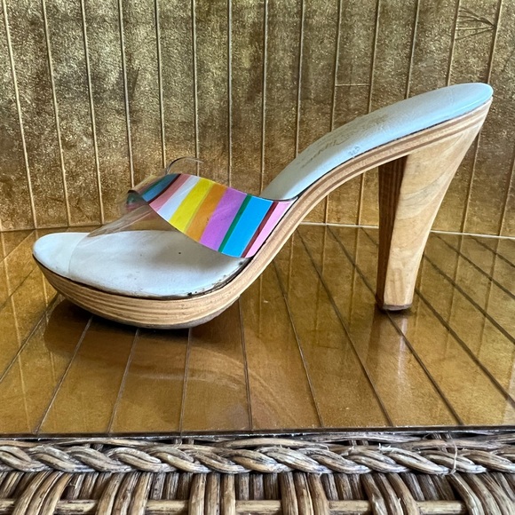 Vtg made in Hawaii island slipper wooden heel Meals 1960s Lucite - Picture 11 of 14
